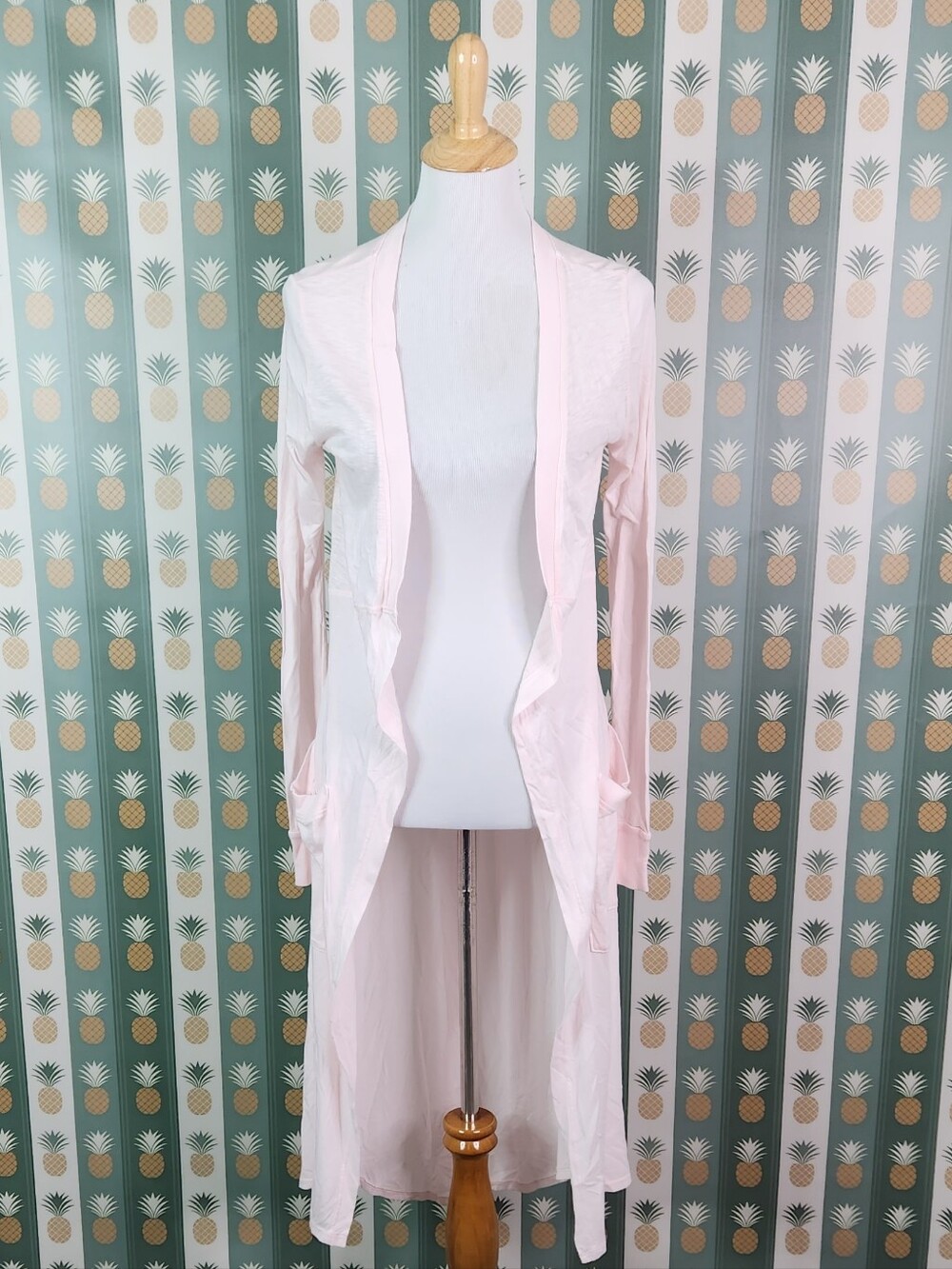 LAMade Light Pink Women's Long Robe - Soft Open Front Lounge Cardi